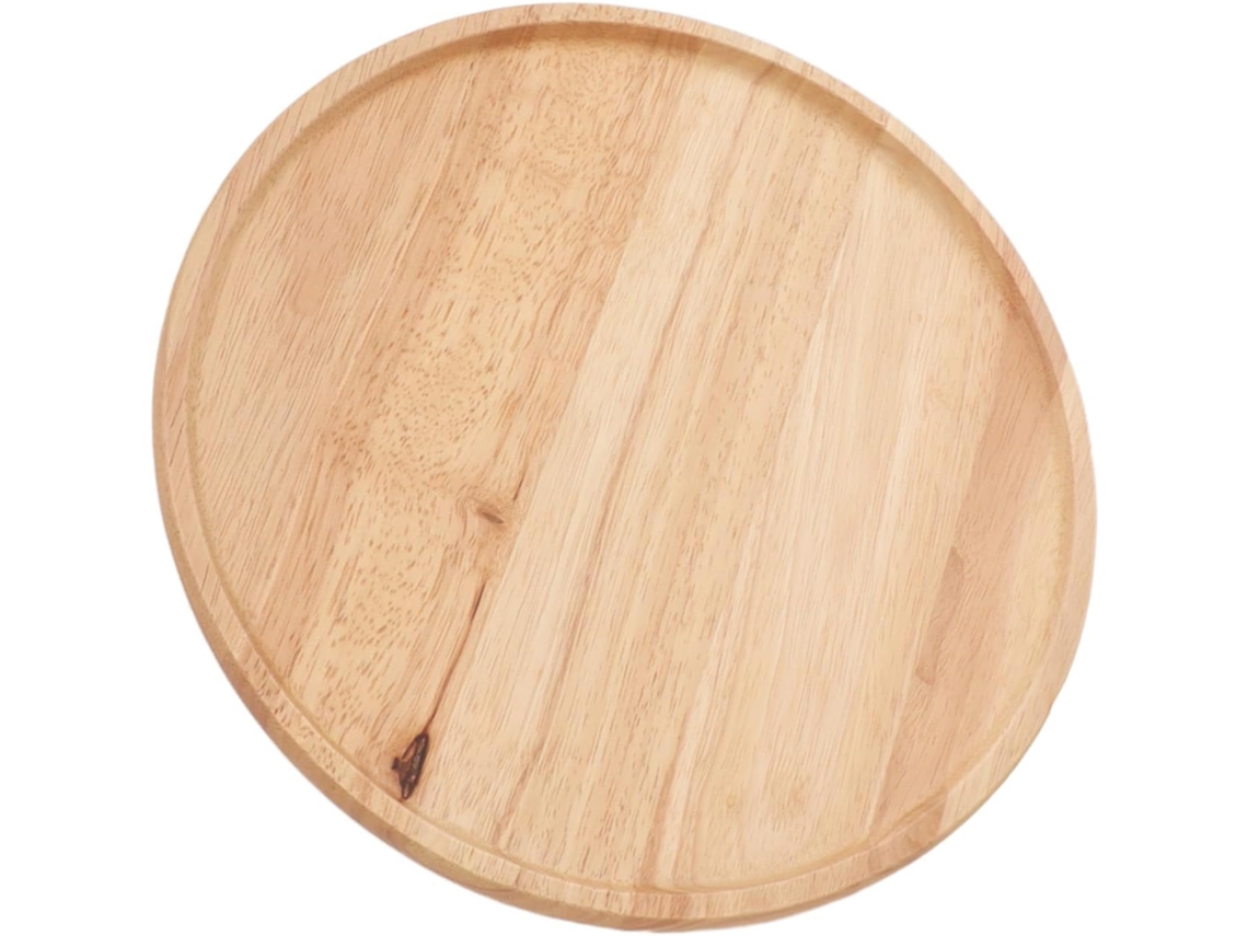 Bandeja redonda de madera de 30 cm, estilo sencillo, bandeja resistente para servir el desayuno, Piz Gokoco