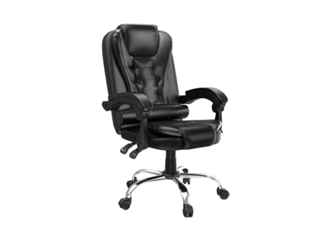 Silla De Oficina Silla De Dirección Altura Regulable 45-55Cm, Espuma De Estilo De Alta Densidad Cuero Pvc Negro, 130 De Inclinación BIGZZIA