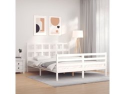 Marco de Cama con Cabecero Madera Blanco (160x200cm)