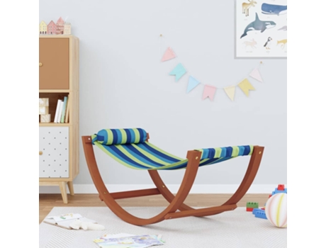 MAISON EXCLUSIVE Hamaca mecedora para niños tela azul y verde