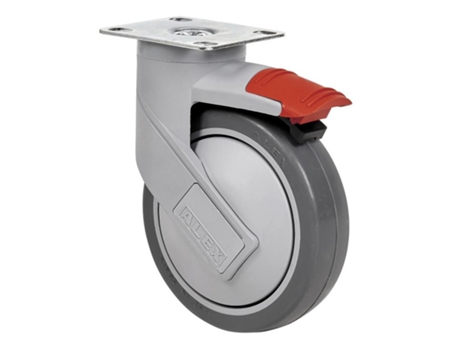 Rueda giratora placa freno 10hcfd125cp-pgaisb goma gris eje bolas ALEX