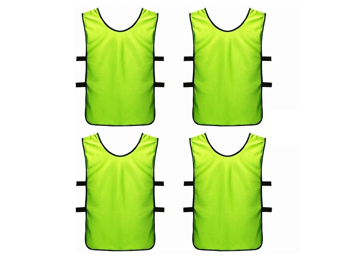 4pcs Colete De Treino De Futebol Verde Fluorescente Tricô Adulto Para Treinamento Outdoor