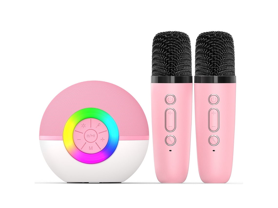 Máquina De Karaoke Infantil - Altavoz De Karaoke Bluetooth - Micrófono Todo En Uno - Rosa