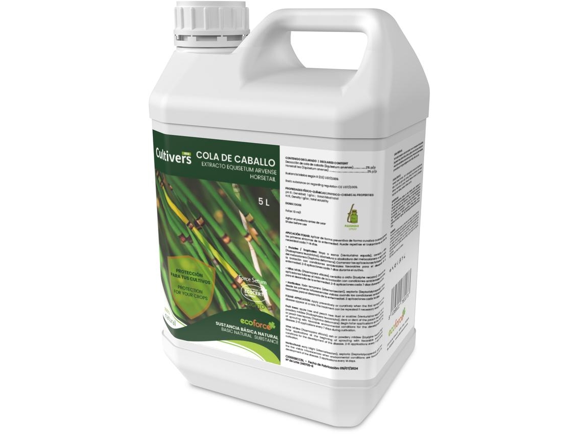 CULTIVERS Cola de caballo 5 L Bioestimulante Natural Preventivo y Curativo. Refuerza el Mecanismo Defensa de las Plantas