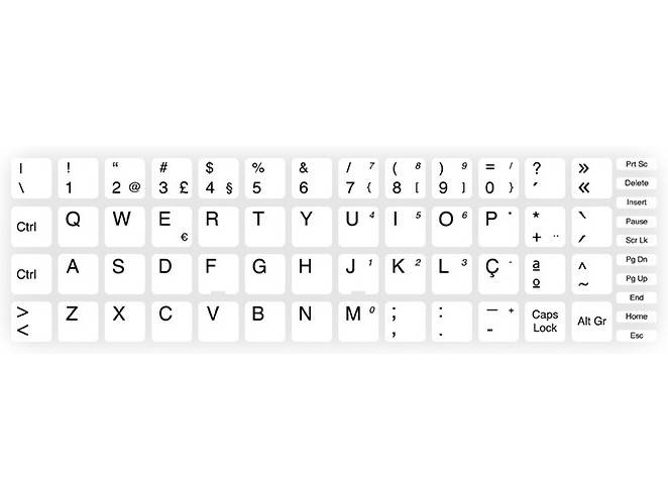 Pegatinas para Teclado GOEIK B-1 (con Caracteres Portugueses 14x14 - Blanco)
