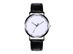 Reloj De Pulsera Analógico De Cuarzo Negro Con Esfera Redonda Para Parejas.