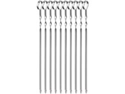 Brochetas Reutilizables De Acero Inoxidable Para Barbacoa, 10 Brochetas Planas De 41 Cm Para Verduras Y Pollo.