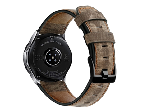 Correa de piel auténtica antiguo 22mm para Samsung Galaxy Watch 46mm/Huawei Watch GT 2 46mm - café