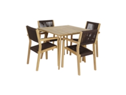 Set 5 Mesa Teca Cuerda 54x56x84 Marron 90x90x75cm