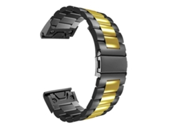 Correa adaptable de acero inoxidable negra y dorada para Garmin Quatix 6x Solar Facpoet