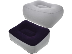 Juego De 2 Cojines Reposapiés Inflables De Pvc Flocado En Gris Azulado Y Gris.