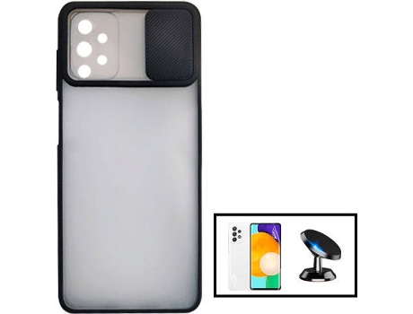 Kit Carcasa + Protector de Pantalla Hidrogel Full Cover + Soporte Galaxy A52 G4M Negro