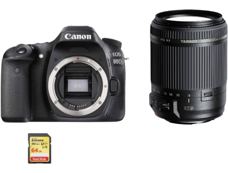 Cámara Reflex CANON EOS 80D + Objectivo TAMRON 18-200mm F3.5-6.3 Di II VC + Tarjeta SD 64GB (APS-C)