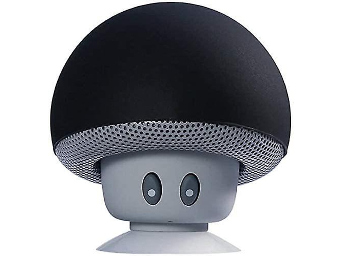 Altavoz Bluetooth portátil con forma de hongo, minialtavoz Bluetooth 4.2 pequeño para iPhone, iPad y portátil, tela Chennnls negra