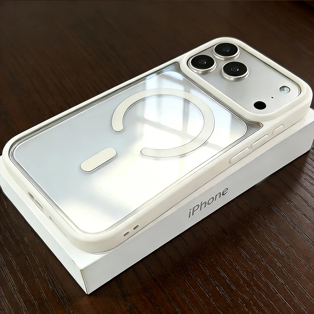 (iphone 13 Pro Blanco) Funda Protectora Transparente A Prueba De Golpes Para Iphone, Compatible Con Carga Inalámbrica Magnética.