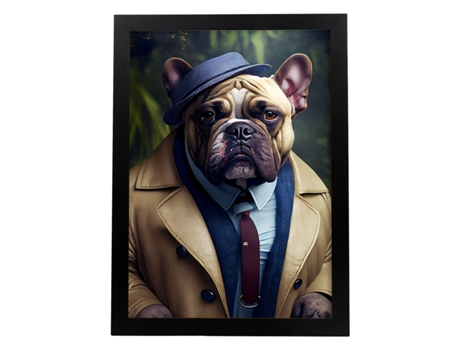 NACNIC Lámina Bulldog Trajeado Empático En Fotografía A Todo Color Divertidas Ilustraciones Realistas De Animales Con Ropa Humana A4 Marco Negro