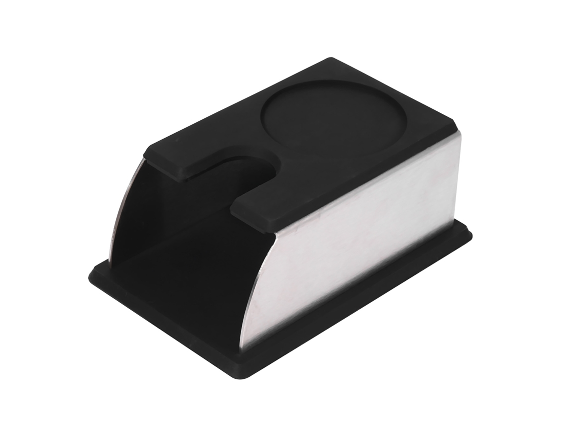 Soporte para prensador de café, cafetera de acero inoxidable y silicona (negro)