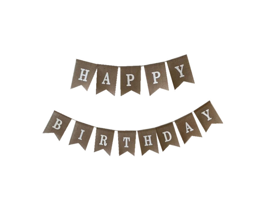 Banner de cumpleaños de lino triangular, suministros para fiestas