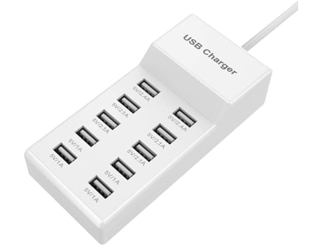 USB Charger 10-Port USB Power Outlet 40W Multi-Port USB Fast Charging Compatible with iPhone 11/12/13/Samsung S21/S20/iPad/Xiaomi/Huawei/Oppo/OnePlus