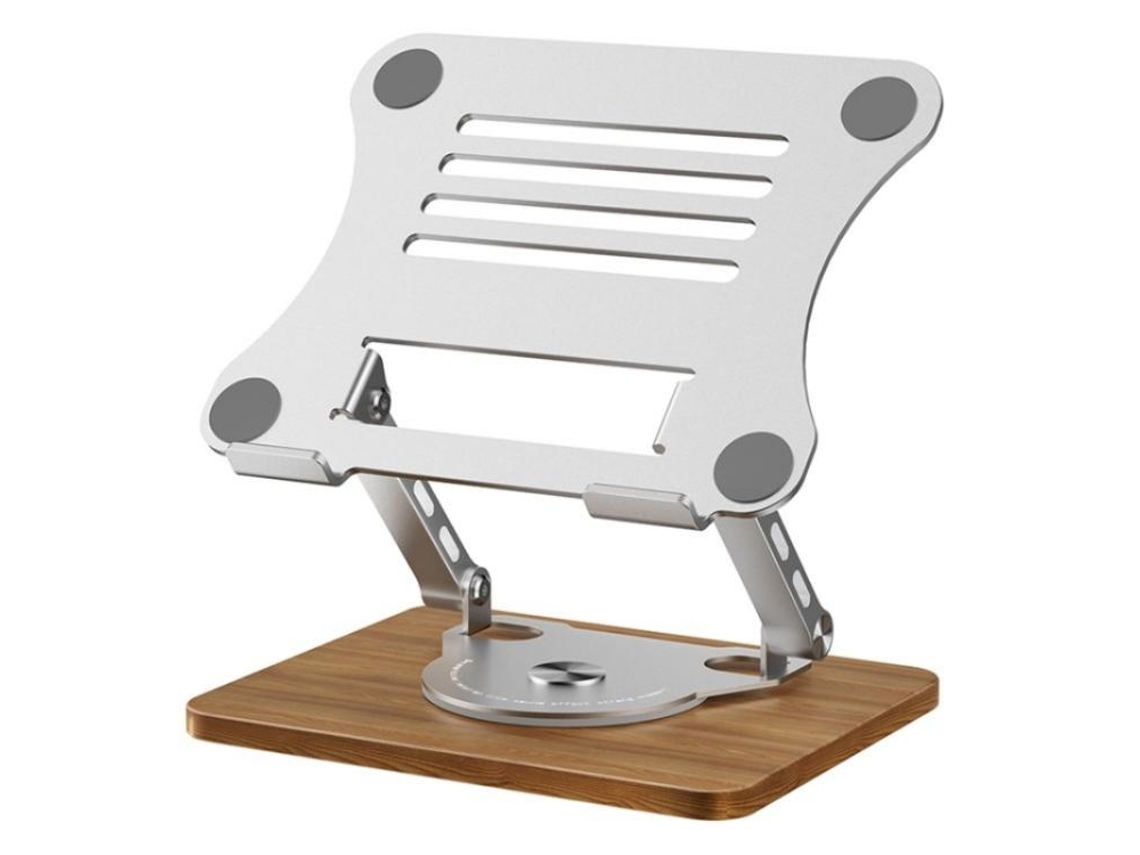 Soporte para portátil XIAOMOYU blanco con base de refrigeración y mecanismo de elevación plegable.