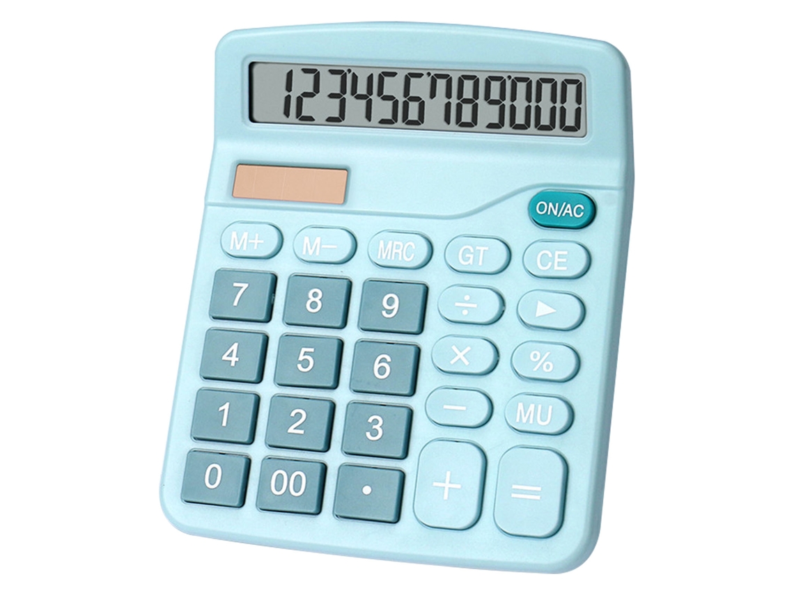 Calculadora Digital De Escritorio Solar, Pequeña, 12 Dígitos, Portátil, Para Estudiantes, Azul.