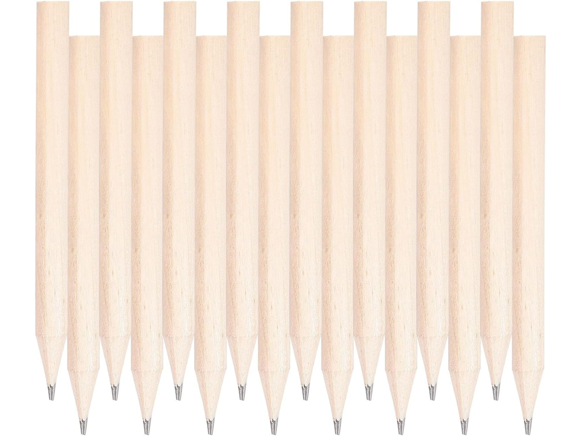 Paquete De 200 Minilápices Cortos Redondos Hb Preafilados De Madera Natural Para Oficina Y Escuela.