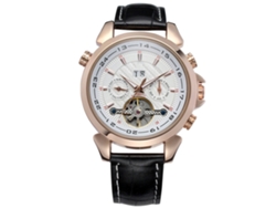 Reloj Mecánico Automático Para Hombre, Resistente Al Agua Hasta 30 M, Forsining, Esfera Blanca, Caja De Oro Rosa.