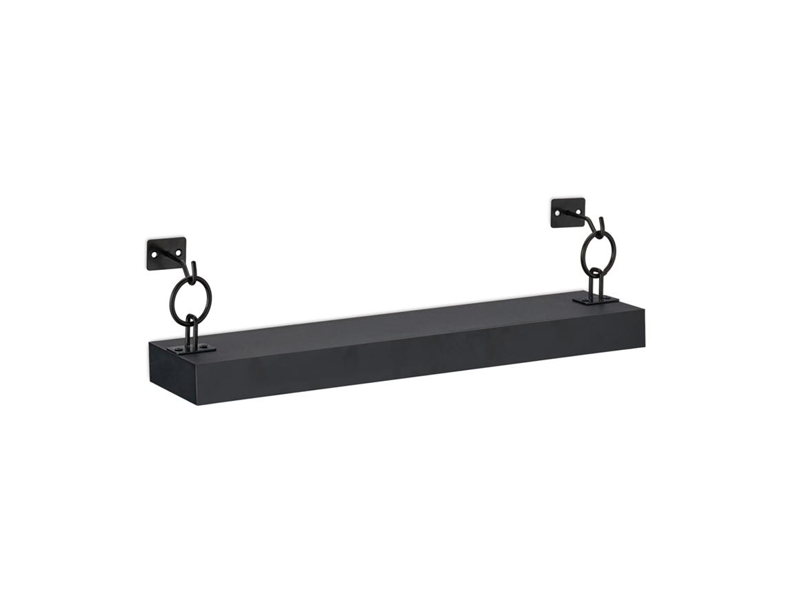 Relaxdays Juego De 2 Estantes De Pared, Balda Flotante Decorativa, Repisa Mdf Y Metal, Pasillo, Salón, 13x48x12cm, Negro