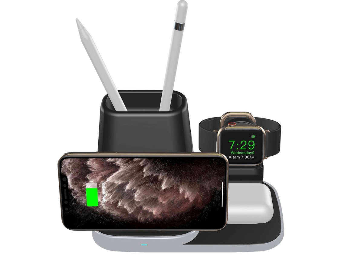 Cargador Estação Sem Fio Relógio Usb Portátil Armazenamento Para Apple, Samsung Yizhood Negro