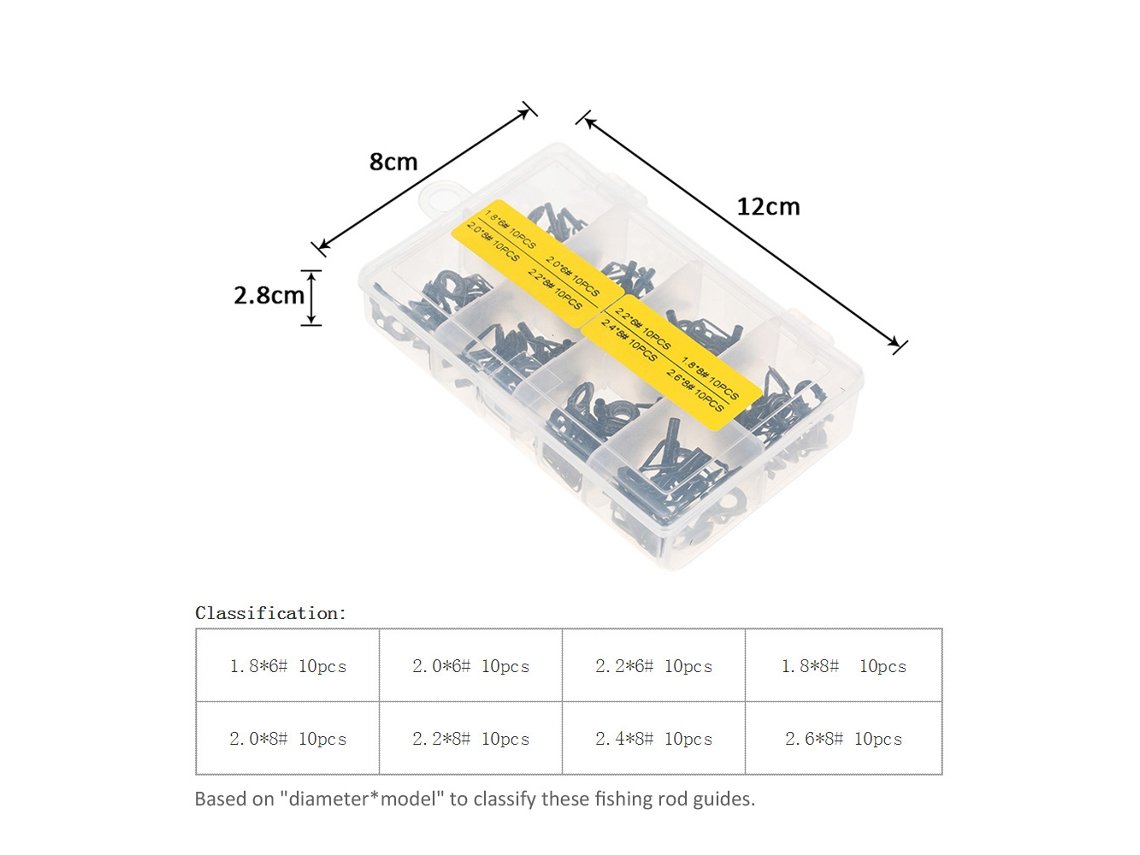 Kit De 80 Anillas Para Cañas De Pescar, De Acero Inoxidable Y Cerámica, Para Uso En Agua Dulce Y Salada.
