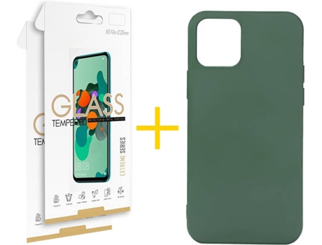 Kit Funda + 2 Protectores de Pantalla Apple iPhone 12 Mini SKYHE Liso (Verde)