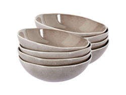 Juego de 8 platos hondos Costmary de cerámica gris Beliani