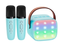 Mini máquina de karaoke para niños adultos, altavoz de karaoke Bluetooth portátil con 2 micrófonos inalámbricos para fiesta de cumpleaños (a