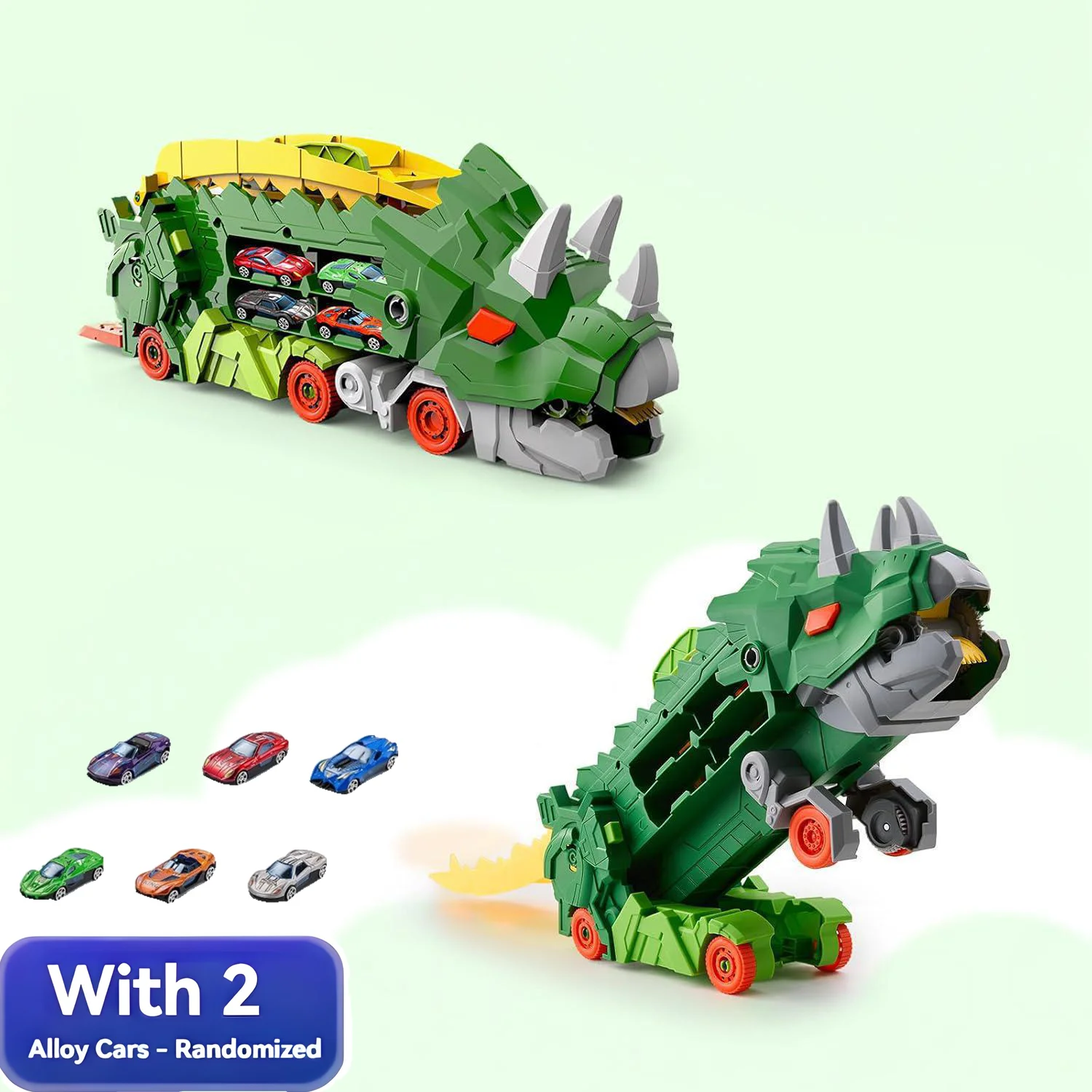 Caminhão de Transporte Transformável em Dinossauro, Brinquedo Transformável MDUG (verde)
