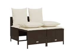 Conjunto de 4 sofás de jardín con cojines, mimbre, patas marrones, MAISON EXCLUSIVE (4 piezas)