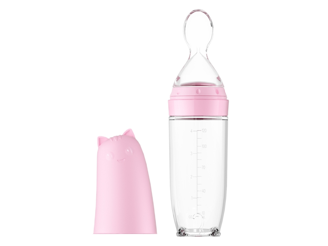 Biberón de cereales de arroz para bebés, biberón de suplemento alimenticio infantil, cuchara para cereales de arroz, cuchara exprimible Spoonrosa