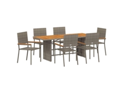Maison Exclusive - Juego de comedor de jardín de 7 piezas, mimbre gris, Pe