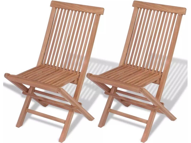 Conjunto 2 Silla Jardin VIDAXL Marrón Teca
