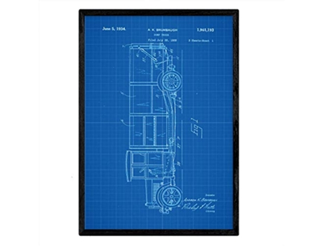 Póster NACNIC con Patente de Camion de la Basura. con Diseño de Patente Antigua