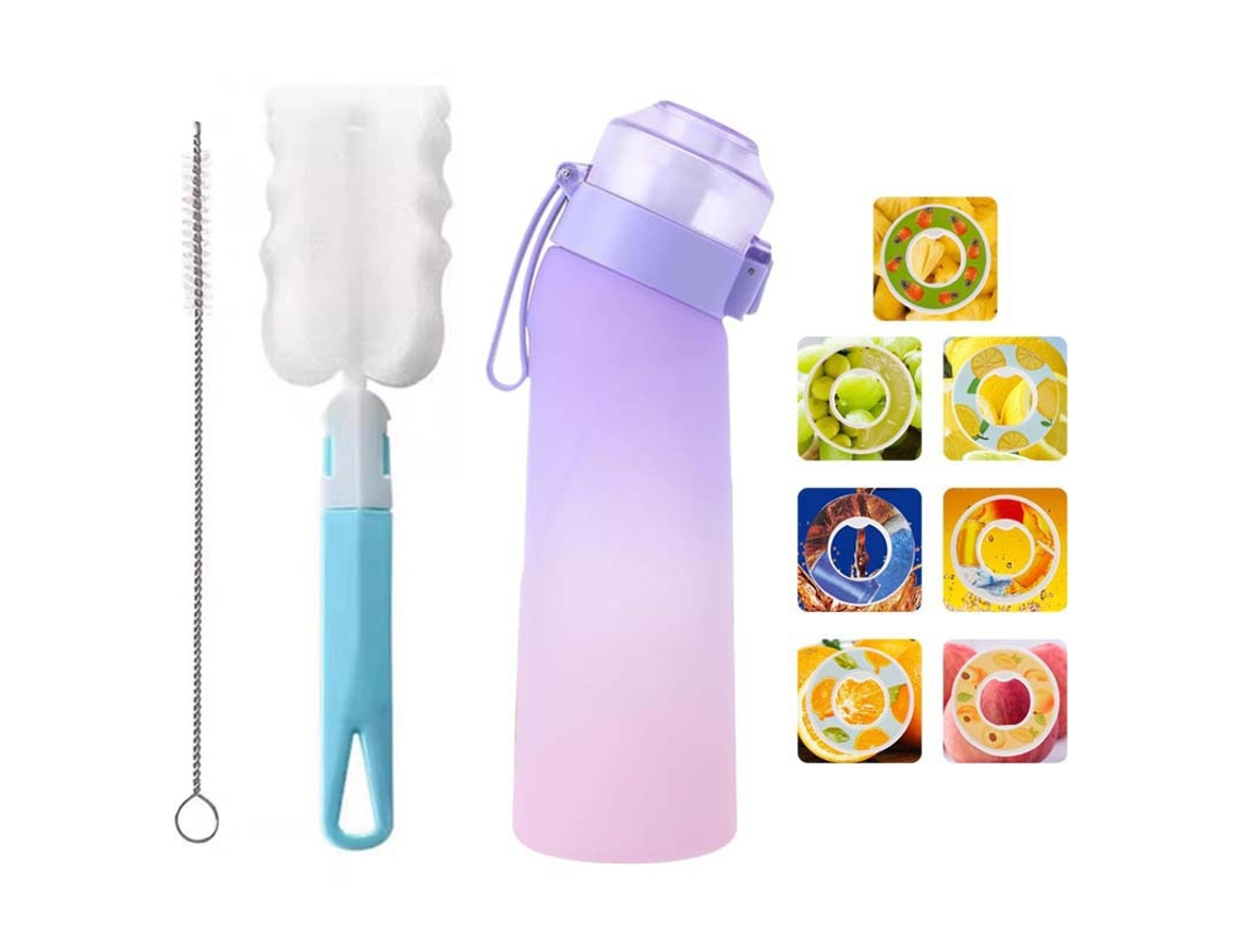 Garrafa De Água De Air 650ml Com 7 Cápsulas De Sabor Roxo Degradê Spqment