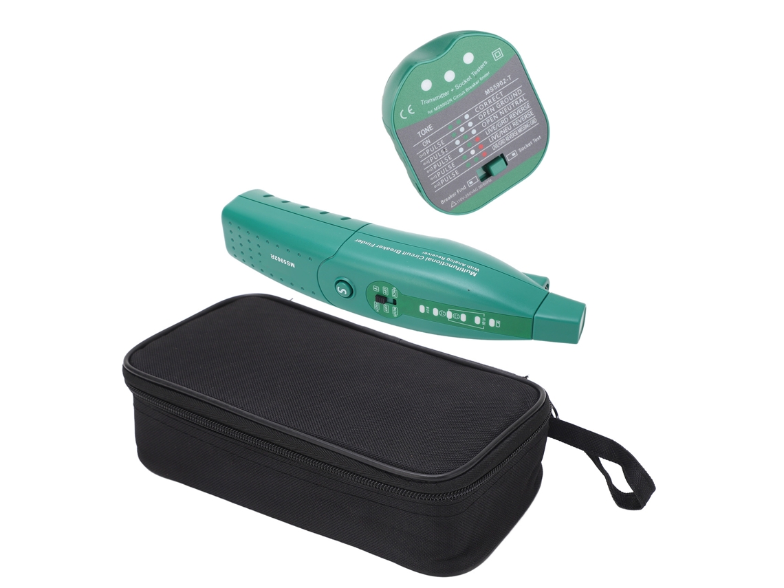 Localizador De Disyuntores Hisitek Ms5902 Y Comprobador De Tomacorrientes Con Linterna