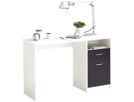 FMD Escritorio con 1 cajón blanco y negro 123x50x76,5 cm