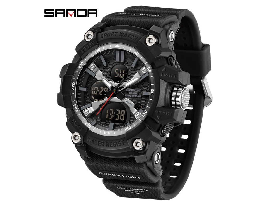 Reloj Despertador Electrónico Multifuncional (totalmente Negro) Con Acabado Luminoso, Resistente Al Agua Y A Los Golpes.