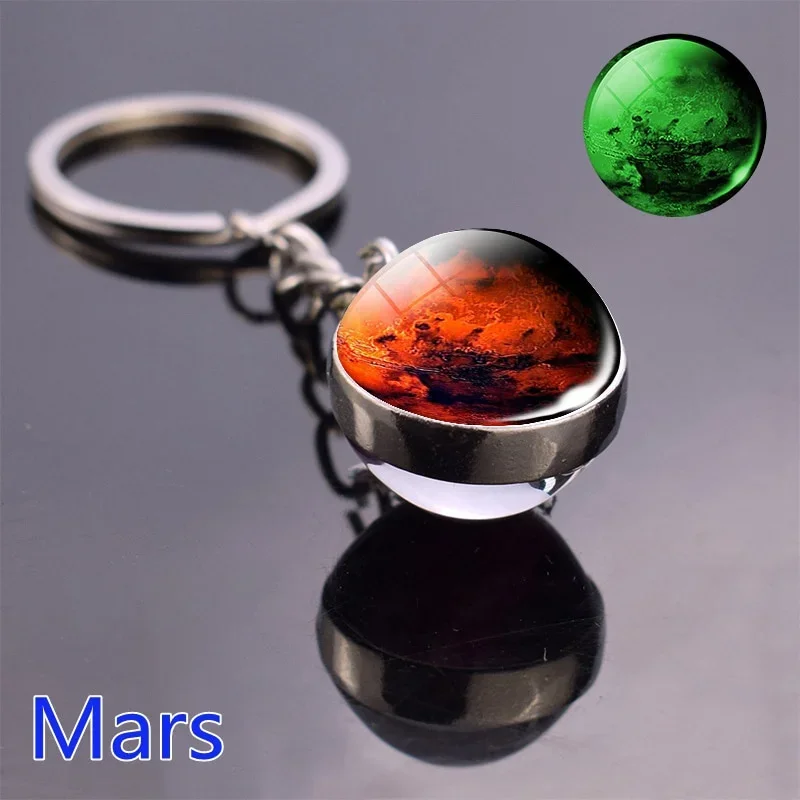 Llavero con un modelo del planeta Marte del Sistema Solar que brilla en la oscuridad. MDUG