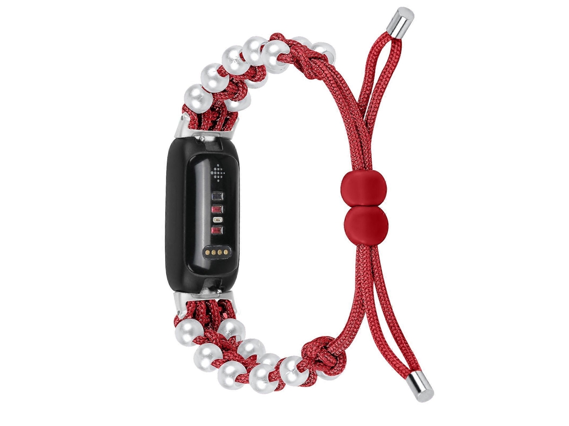 Correa ajustable para reloj inteligente con cuerda trenzada y decoración de perlas para Fitbit Inspire 3 Ly Ebike