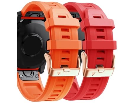Correa Silicona Cierre Metálico para Garmin Fenix 6S Naranja y Rojo Pack 2X VEANXIN
