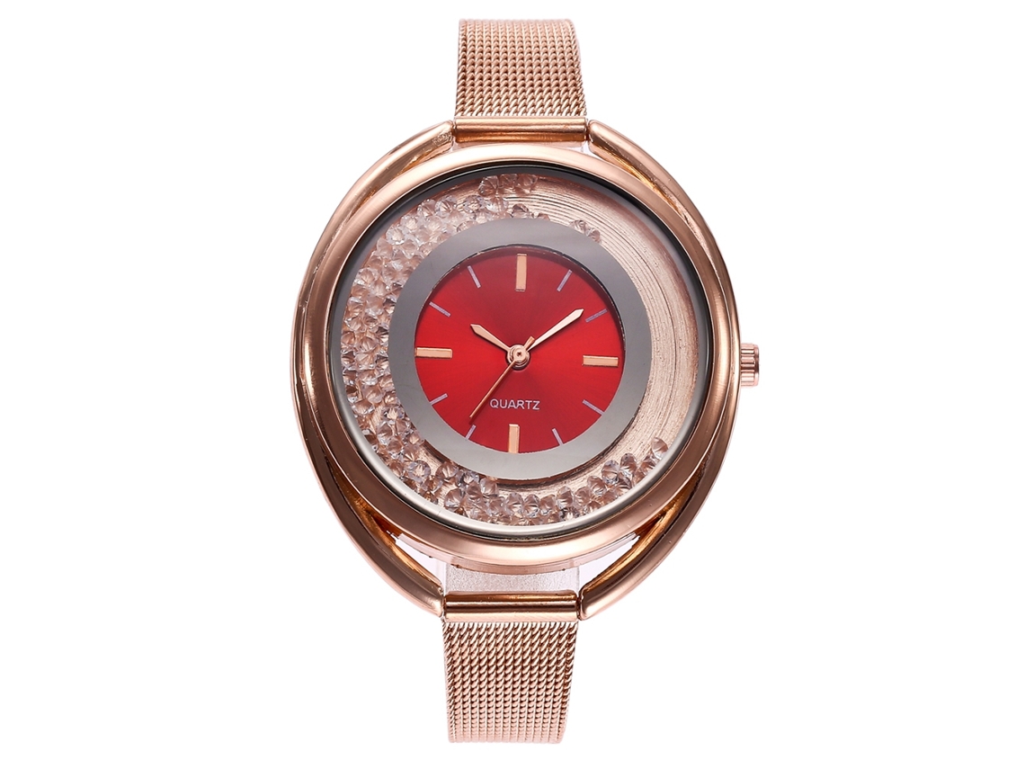 Reloj De Pulsera Moderno Para Mujer Con Correa De Pu Con Estampado Floral Y Esfera Redonda De Cuarzo (naranja).