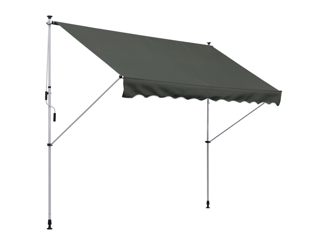 Toldo independiente, 300x150cm, con manivela, resistente al viento, aluminio, gris BAGOLY