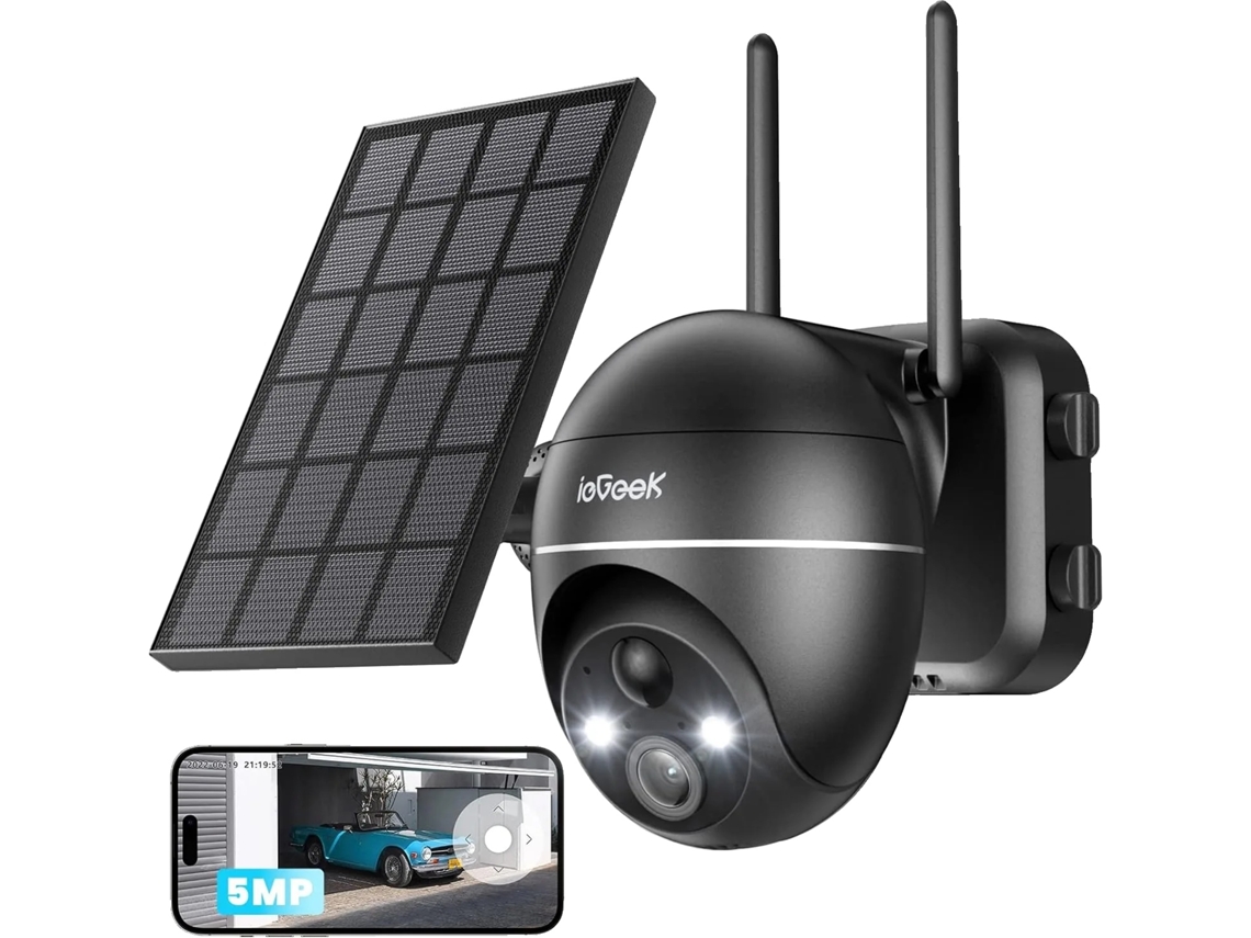 Cámara De Vigilancia Inalámbrica Para Exterior, 5mp Ultra Hd, Alimentada Por Energía Solar, Ángulo De Visión De 360° Oem
