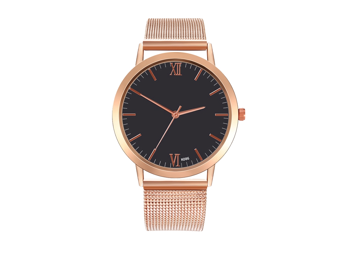 Reloj Analógico De Cuarzo Con Correa De Malla Zhoulianfa Moda Casual Empresarial Oro Rosa